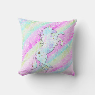 Pastel Rainbow Diamonds & Stars Magic Unicorn Kudde