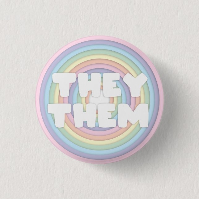 Pastel Rainbow Dom/Them Pronouns  Knapp (Framsida)