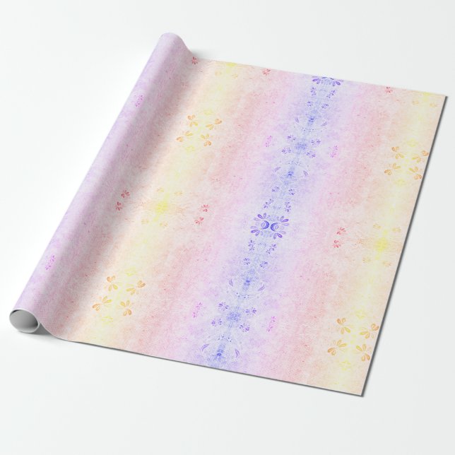 Pastel Rainbow Dragonfly Mönster Boho Presentpapper (Utrullad)