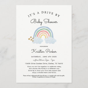 Pastel Rainbow Drive by Baby Shower bjudning Boy Inbjudningar