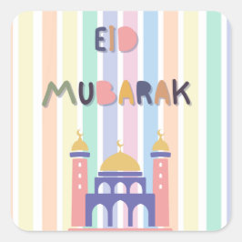 Pastel Rainbow Eid Mubarak Eid Gift Fyrkantigt Klistermärke
