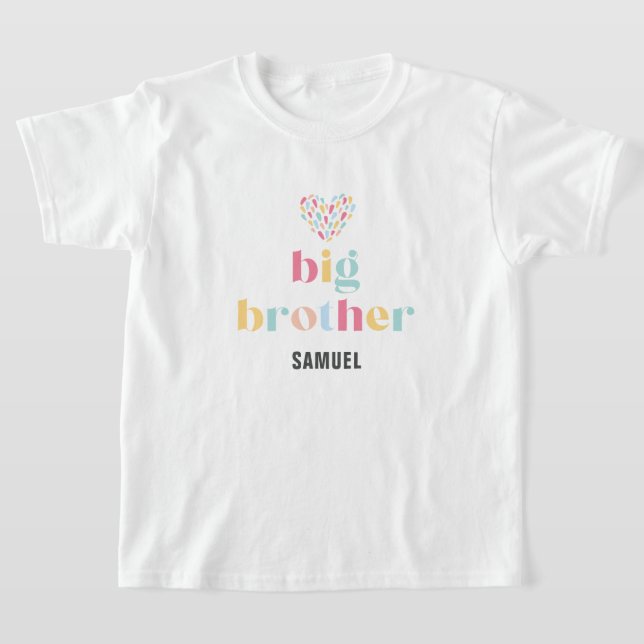 Pastel Rainbow Färg Baby Shower Big Brother T Shirt (Laydown)