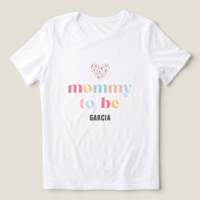Pastel Rainbow Färg Baby Shower Mamma att vara T Shirt (Design Framsida)
