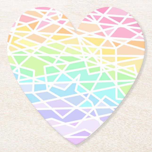 Pastel Rainbow Färg Geometric Papper Underlägg (Framsida)