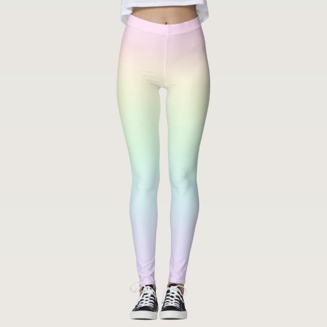 Pastel Rainbow Färg Leggings (Framsida)