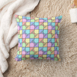 Pastel Rainbow Färg Puzzle Geometric Mönster Kudde