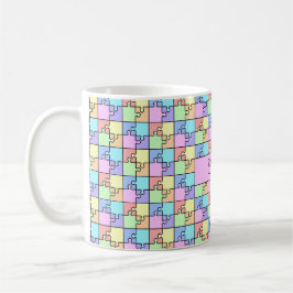 Pastel Rainbow Färg Puzzle Geometric Namn Kaffemugg