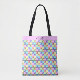 Pastel Rainbow Färg Puzzle Geometric Namn Tygkasse