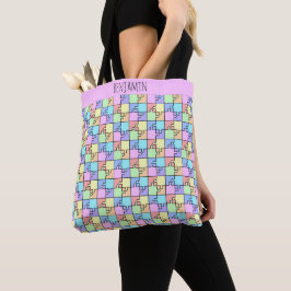 Pastel Rainbow Färg Puzzle Geometric Namn Tygkasse