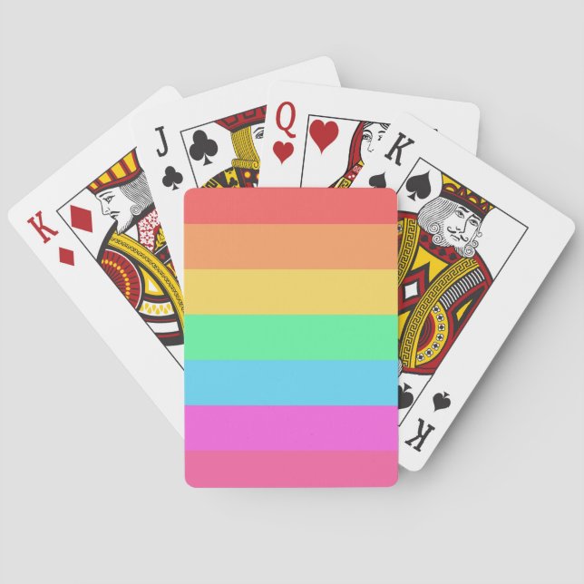 Pastel Rainbow Färg Rand Design Casinokort (Baksidan)