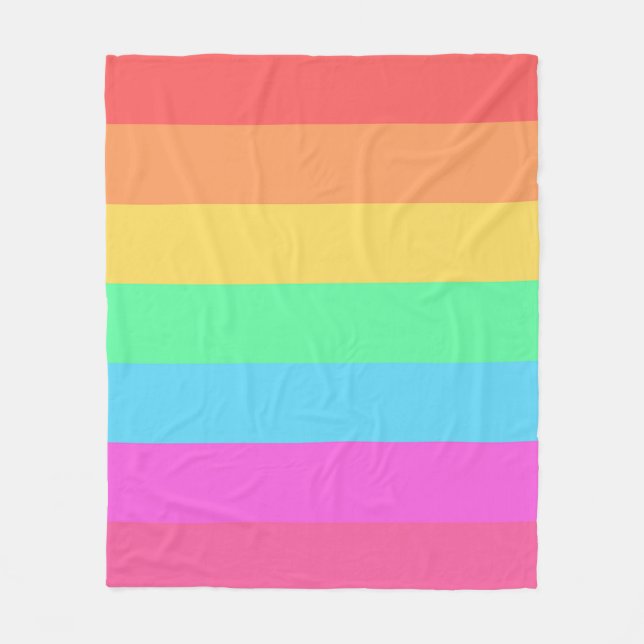 Pastel Rainbow Färg Rand Design Fleecefilt (Framsidan)