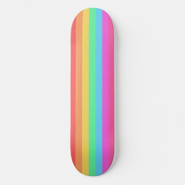 Pastel Rainbow Färg Rand Design Mini Skateboard Bräda 18,5 Cm (Framsida)
