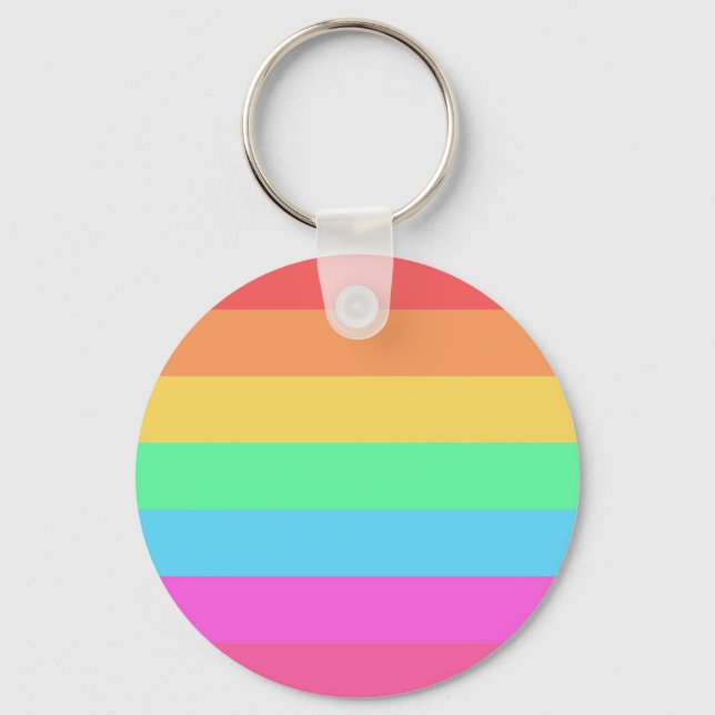 Pastel Rainbow Färg Rand Design Nyckelring (Framsida)