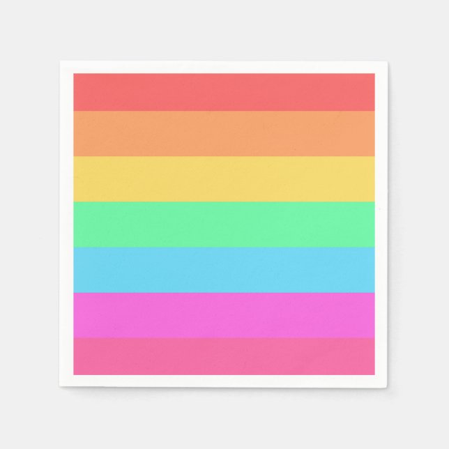 Pastel Rainbow Färg Rand Design Pappersservett (Framsidan)