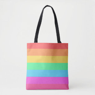 Pastel Rainbow Färg Rand Design Tygkasse