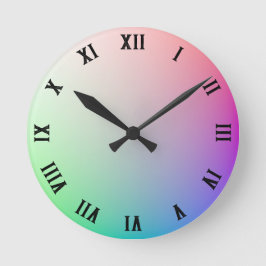 Pastel Rainbow Färg, romerska siffror Rund Klocka
