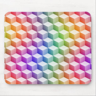 Pastel Rainbow Färgad Shaded 3D Titta på kuber Musmatta