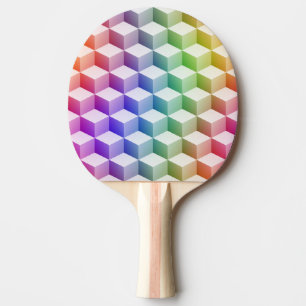 Pastel Rainbow Färgad Shaded 3D Titta på kuber Pingisracket