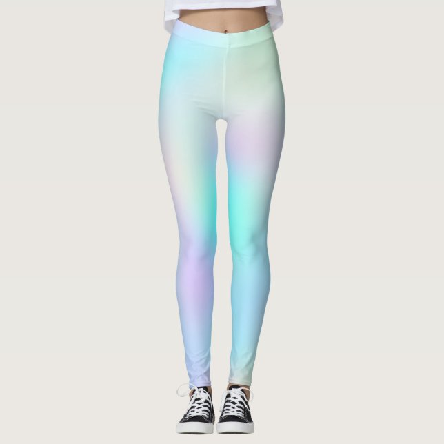 Pastel Rainbow Färger Abstrakt  Oskärpa Övertoning Leggings (Framsida)