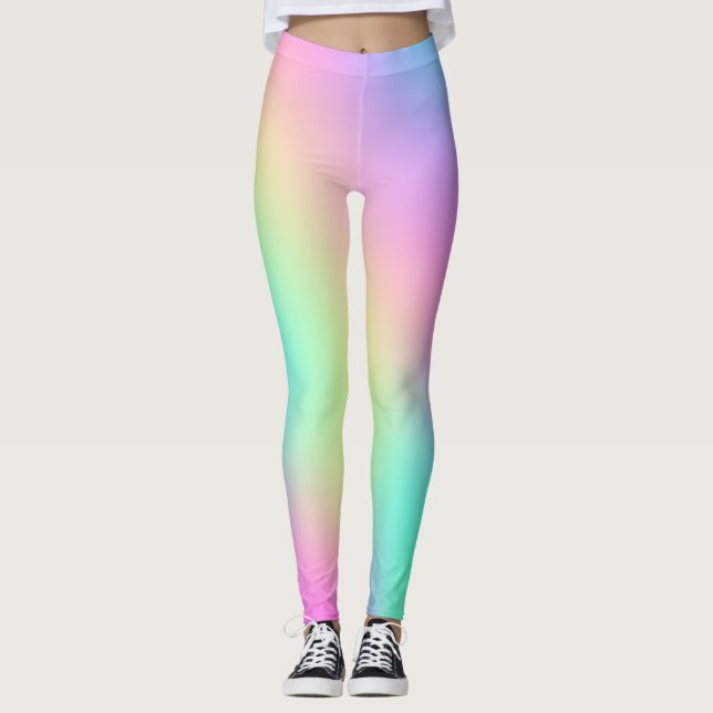 Pastel Rainbow Färger Abstrakt  Oskärpa Övertoning Leggings (Framsida)