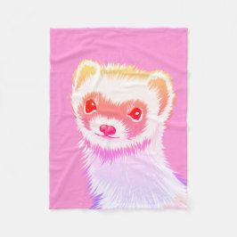 Pastel Rainbow Ferret - Cute Pink Pet Art Fleecefilt