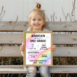 Pastel Rainbow First Day of School Poster