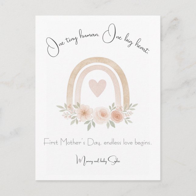 Pastel Rainbow First Mors dag vykort (Framsida)