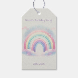 Pastel Rainbow Födelsedagsfest Gift-Märkre Presentetikett