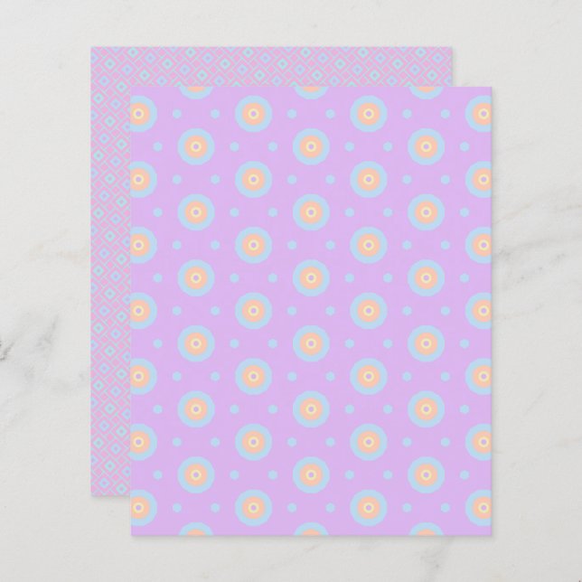 Pastel Rainbow Geometric Mönster Scrapbook Papper (Fram/baksida)