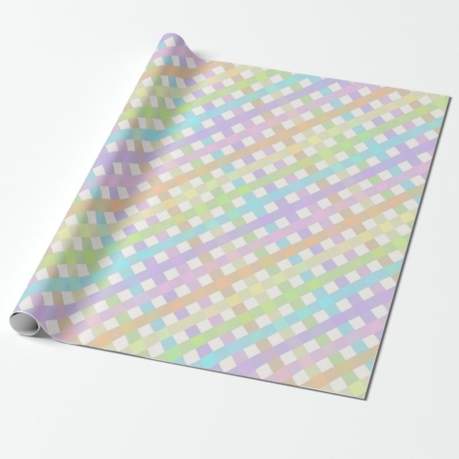 Pastel Rainbow Gingham Play Presentpapper (Utrullad)