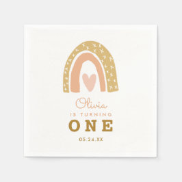 Pastel Rainbow Girl 1:a födelsedagen Party Pappersservett