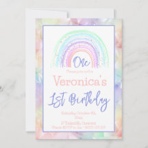 Pastel Rainbow Girl 1st Birthday Geometric Gräns