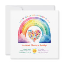 Pastel Rainbow Girl Birthday med moln