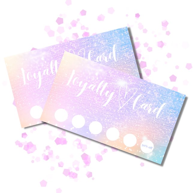Pastel Rainbow Glitter Customer Loyalty Card Visitkort (Skapare uppladdad)