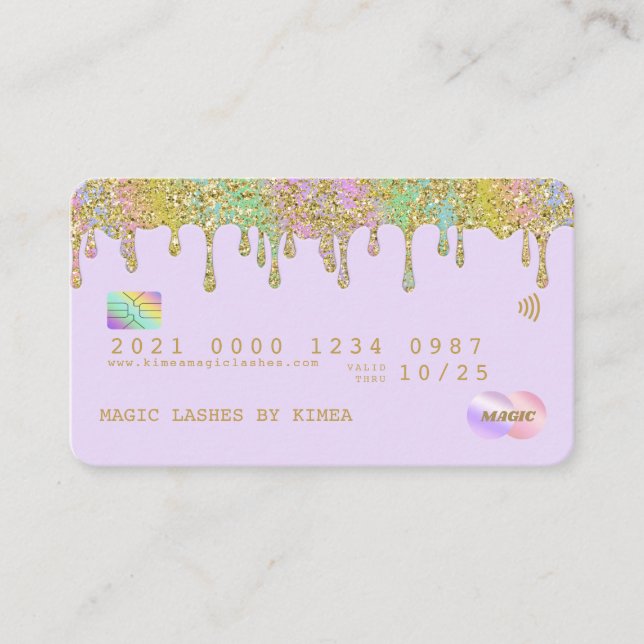 Pastel Rainbow Glitter Luxury Kredit Stil Busines Visitkort (Framsida)