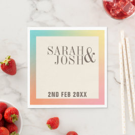 Pastel Rainbow Gradient Minimal Elegant bröllop Pappersservett