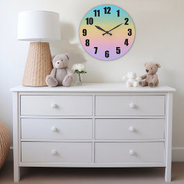 Pastel Rainbow Gradient Ombre Stor Klocka