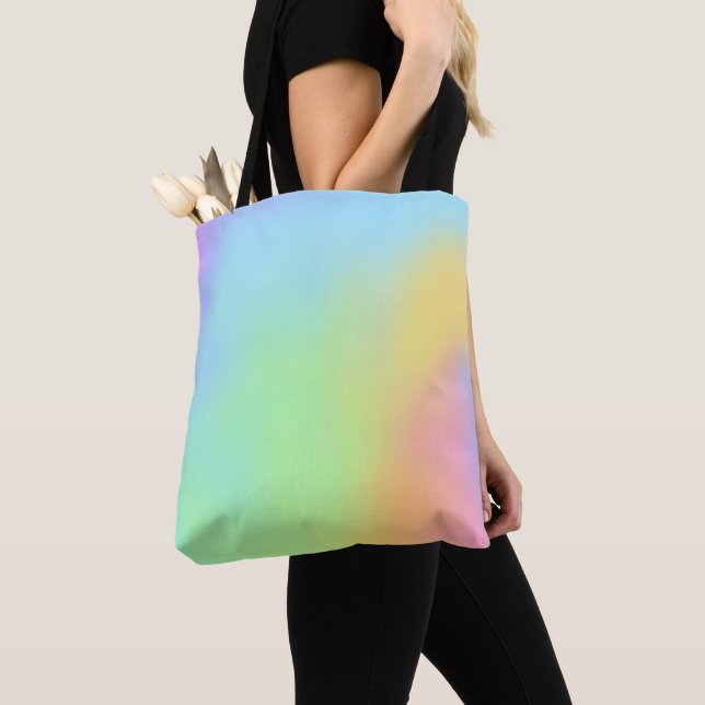 Pastel Rainbow Gradient Tote Bag Tygkasse (Närbild)