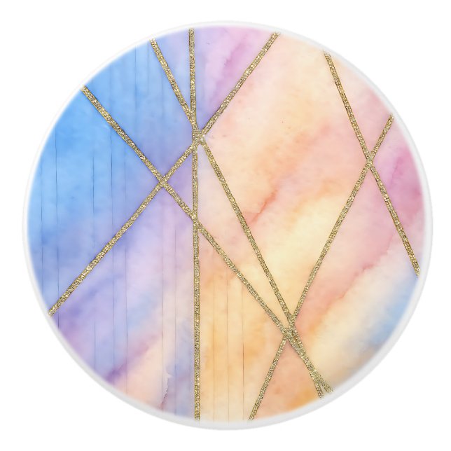 Pastel Rainbow Guld Geometric Abstrakt Home Knopp (Framsidan)