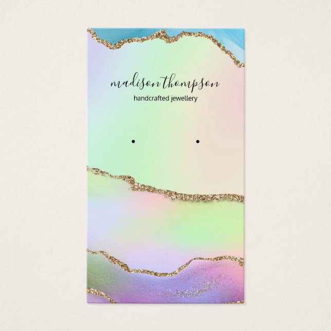 Pastel Rainbow Guld Jewelry Earring Visning Visitkort (Framsidan)