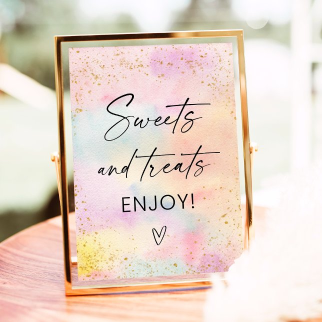 Pastel Rainbow Guld Sweet Treats Birthday-tecken Poster (Skapare uppladdad)