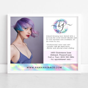 Pastel Rainbow Hair Nagel Business Marknadsföring  Poster