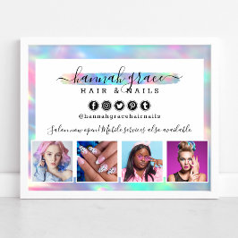 Pastel Rainbow Hair Nagel Business Marknadsföring  Poster