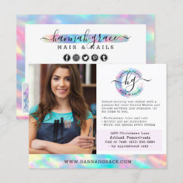 Pastel Rainbow Hair Nagel Business Marknadsföring  Vykort