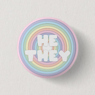 Pastel Rainbow He/They Pronouns Knapp