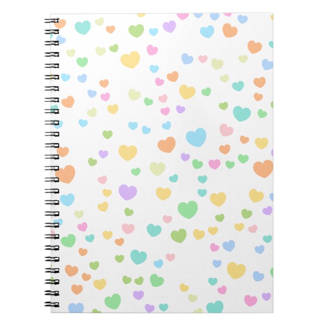 Pastel Rainbow Heart Mönster art Anteckningsbok (Framsidan)