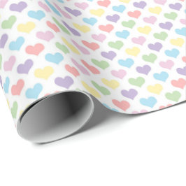 Pastel Rainbow Heart Pattern Wrapping Paper Presentpapper