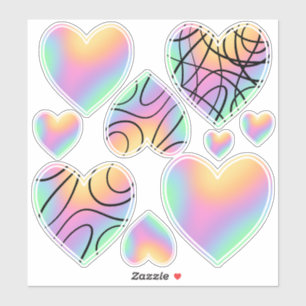 Pastel Rainbow Heart Stickers Klistermärken