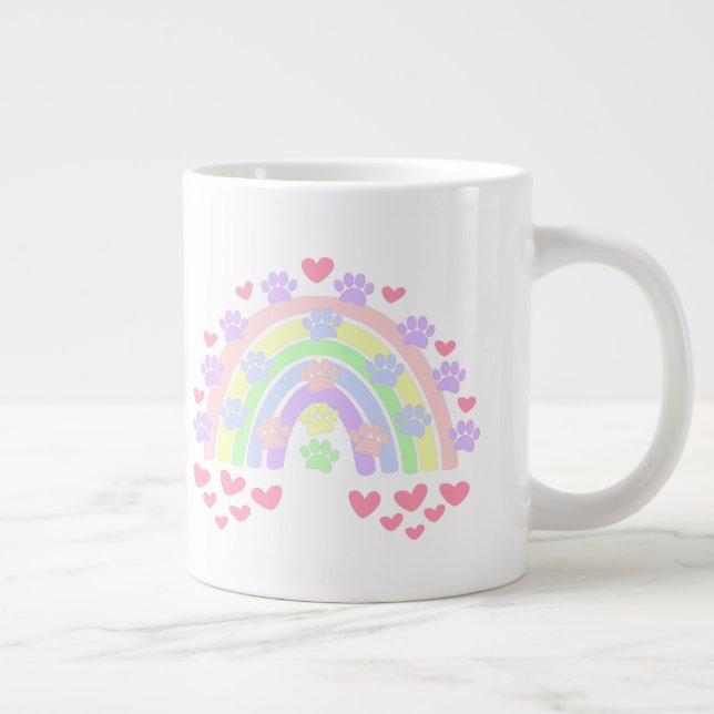 Pastel Rainbow Hearts Hund Two-Tone Coff Jumbo Mugg (Höger)