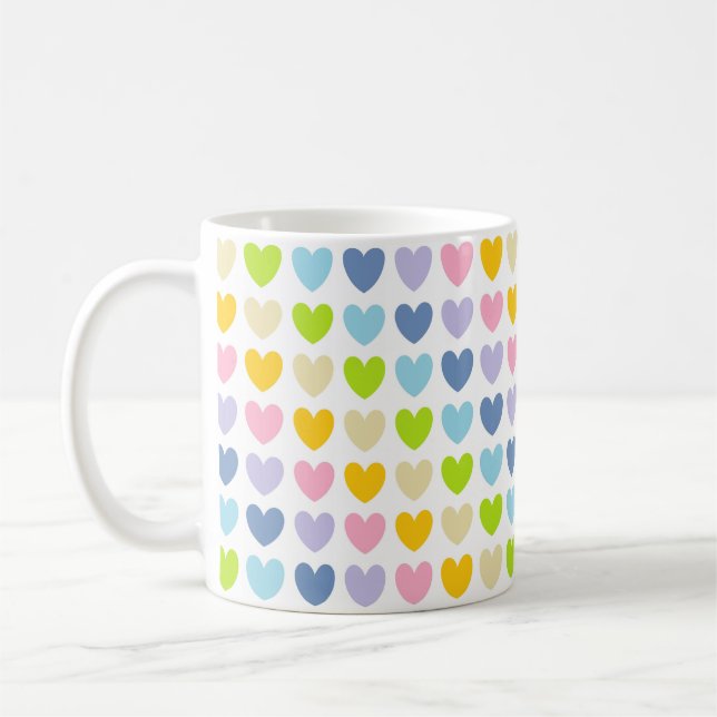 Pastel Rainbow Hearts Kaffemugg (Vänster)